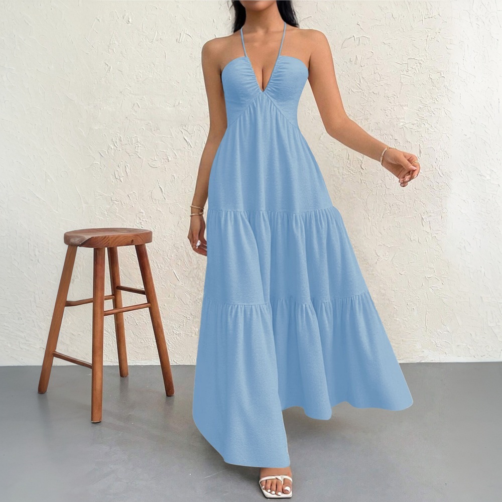 Elegant Summer Maxi Dress Sexy Spaghetti Straps Beachwear Lightweight Fabric Perfect for Vacation Wholesale