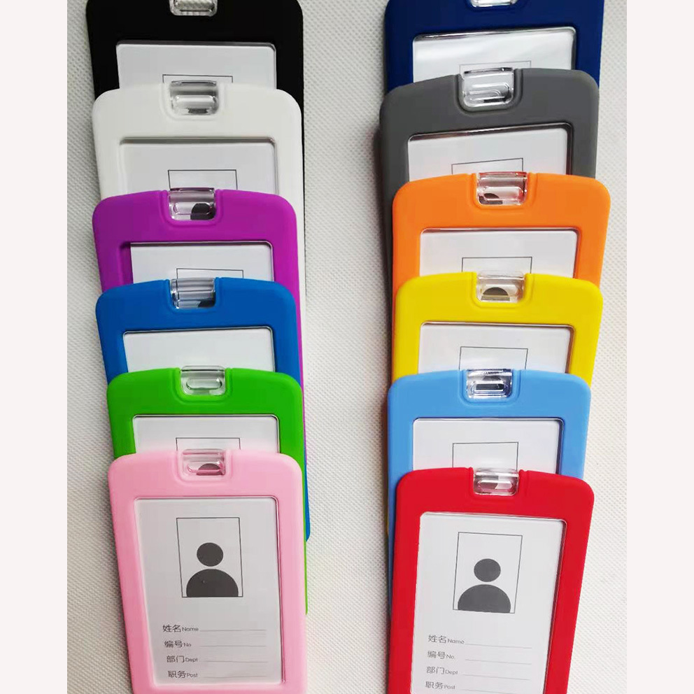 Factory self-operated silicone crystal card set work permit employee ID set change color student school card custom lanyard