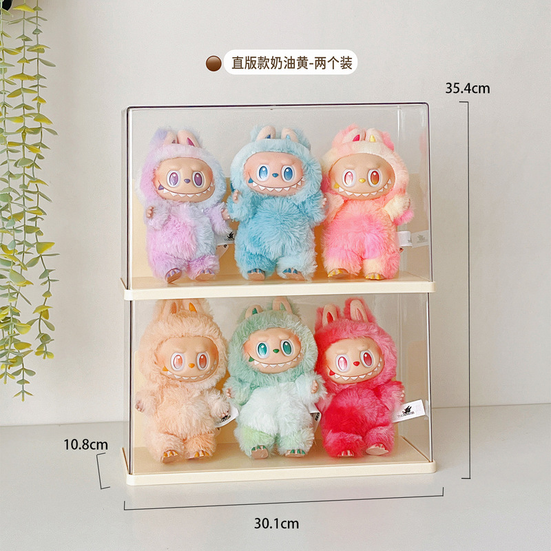 拉布布搪胶毛绒公仔收纳盒展示架适用泡泡玛特盲盒手办透明防尘柜|undefined