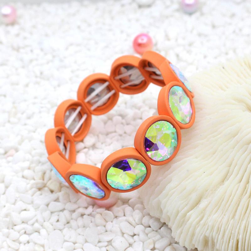 1 Piece Fashion Round Enamel Stoving Varnish Inlay Artificial Gemstones Women's Bracelets display picture 5