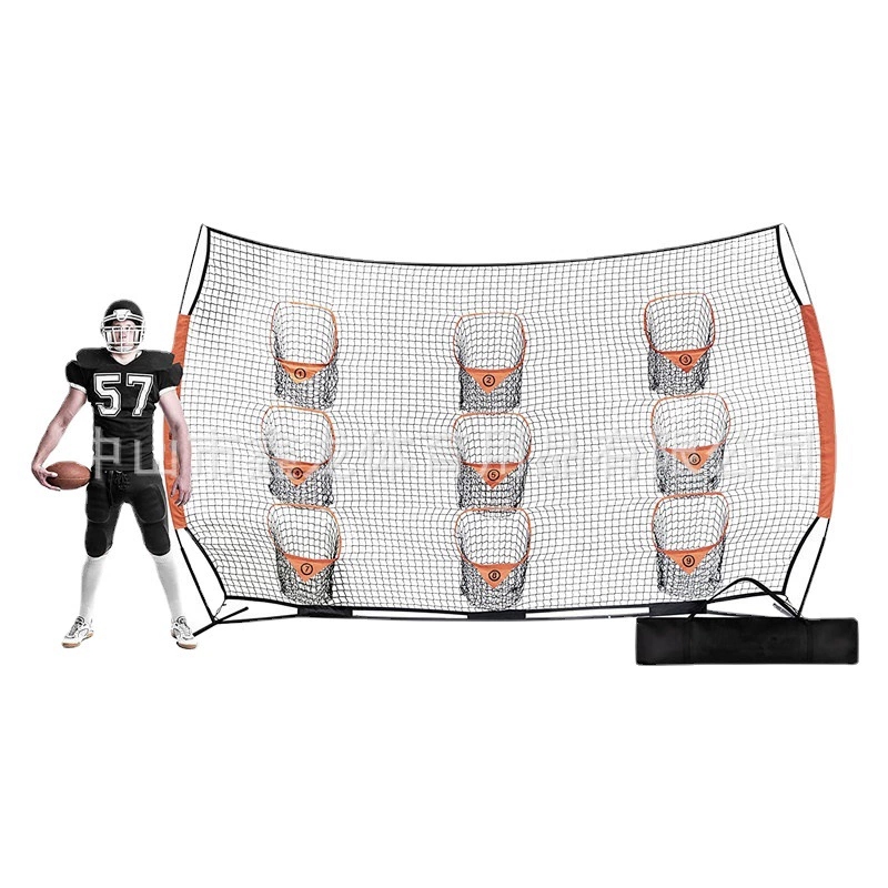 Оборудование для обучения регби Футбол Регби поставляет 12x8 футов с 9 отверстиями четырехточечная сетка для практики метания