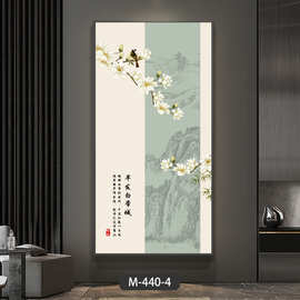 中国风玄关装饰画暮烟春晓简约新中式壁画走廊过道入户正对门挂画