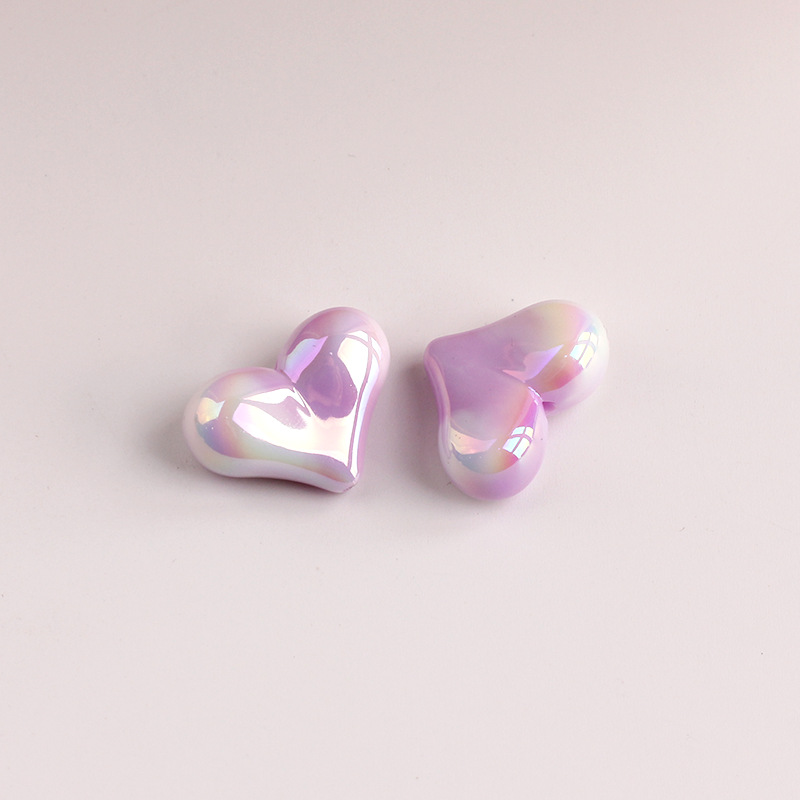 2g Weight Beads Jewelry Making Type DIY Ornament Accessories Classification 1 Piece Quantity Acrylic Material Heart Shape Pattern All Seasons Season Plating Design Sweet Style 1 Piece Acrylic Heart Shape Beads DIY Ornament Accessories 8