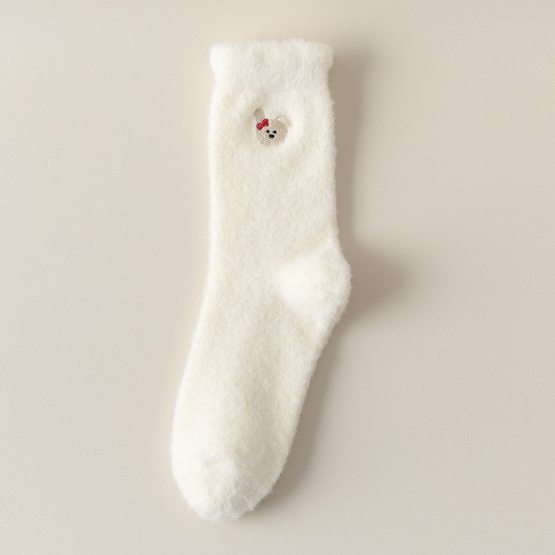 Calcetines de nieve de felpa de coral de media caña para mujer, diseño de pata de gato, gruesos para mayor calidez, calcetines de casa para mujer, de otoño e invierno. image 41