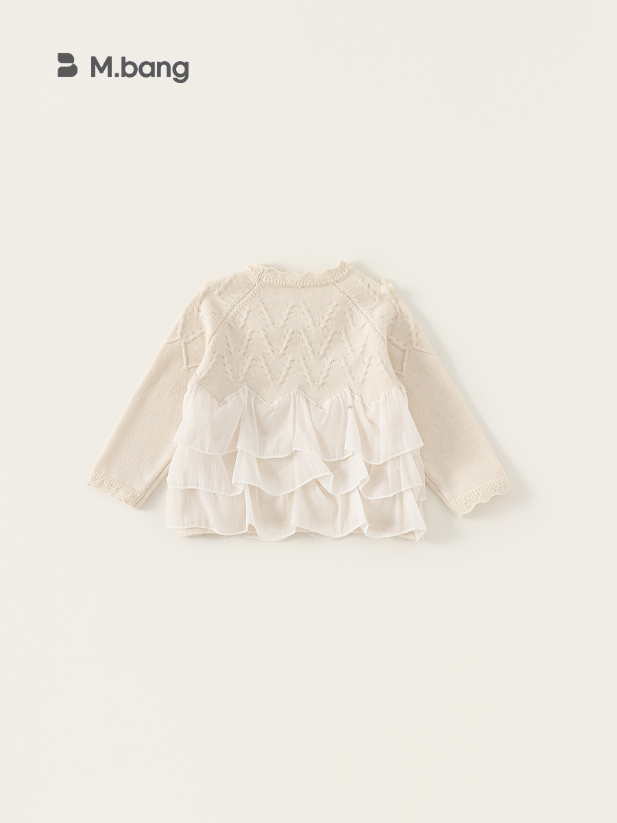Yoobao ropa infantil suéter de niñas 2026 primavera nuevo niño chaqueta de encaje camisa de punto de punto de bebé