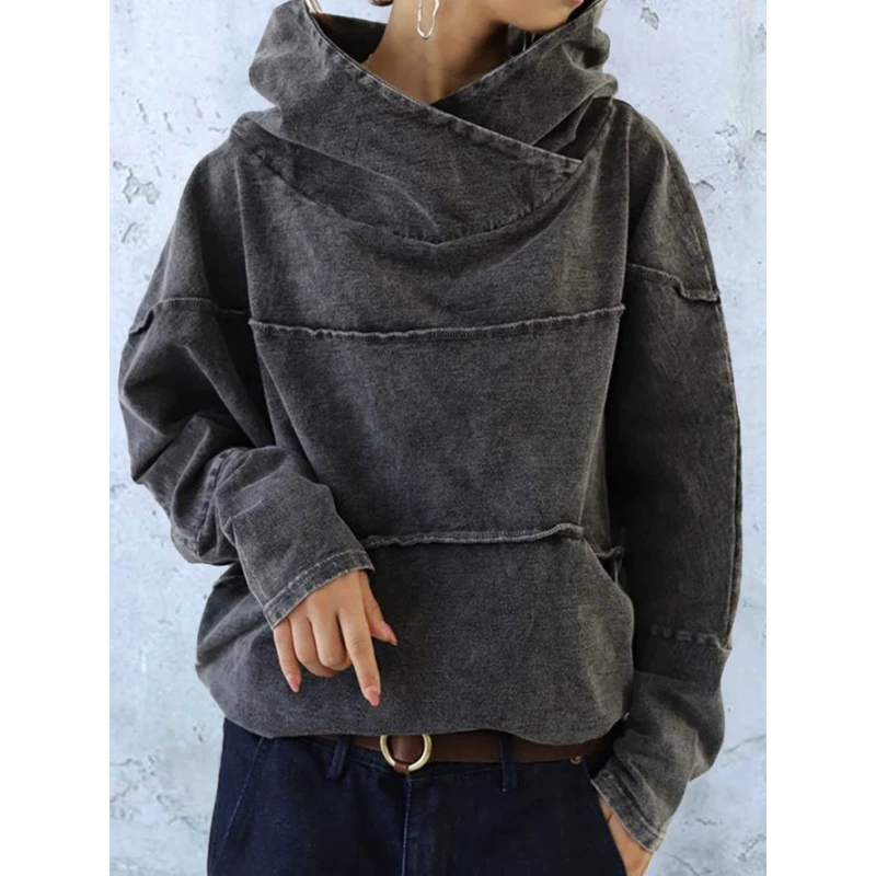 Amazon AliExpress весенне-осенняя рабочая одежда, свободные джинсовые топы из стираного денима