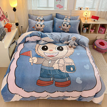2025专版加厚高克重卡通大版A类牛奶绒四件套大阪法莱绒现货充足
