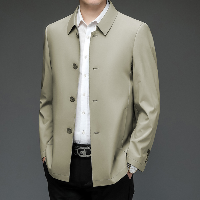 Chaqueta con solapa transfronteriza para hombres primavera y otoño delgada alta sensación de negocios con solapa casual abrigo de viento para hombres suelto abrigo de otoño de tamaño grande