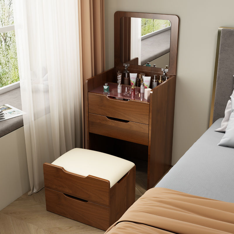 Cream Style Dressing Table Modern Simple Flip Dressing Table Small Bedroom Storage Cabinet Integrated Bedside Dressing Table