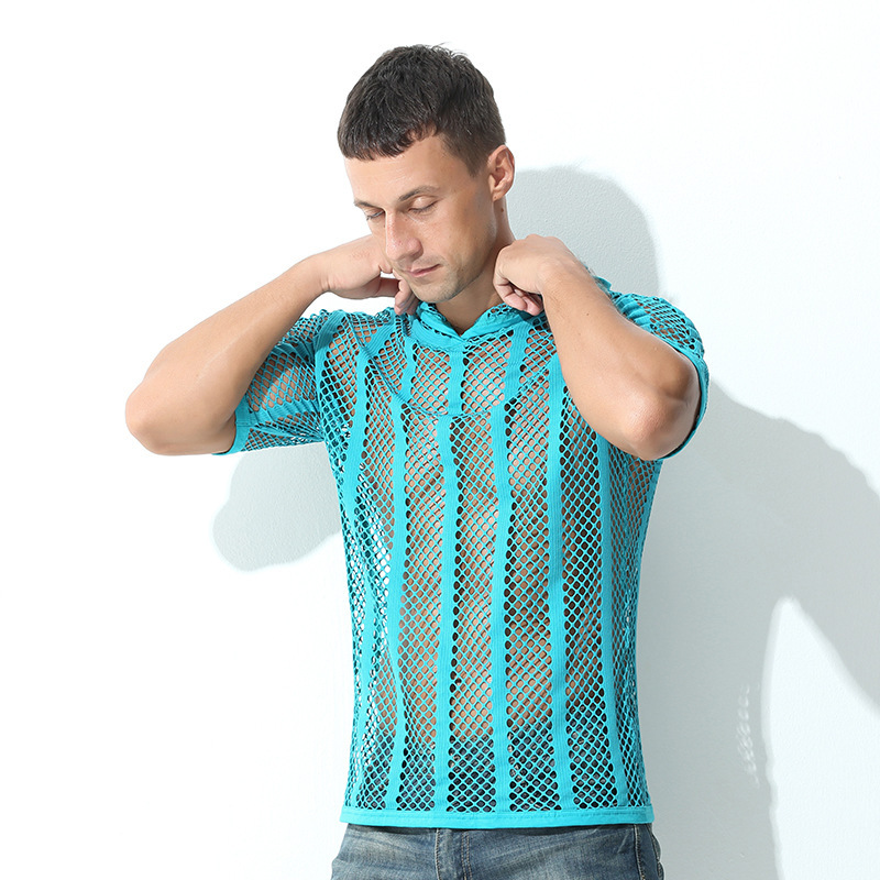 Men's New Couple's Collection Sweatshirt Mesh Pattern Sports Men's T-shirt Couple's Sexy Short-sleeved Breathable Top