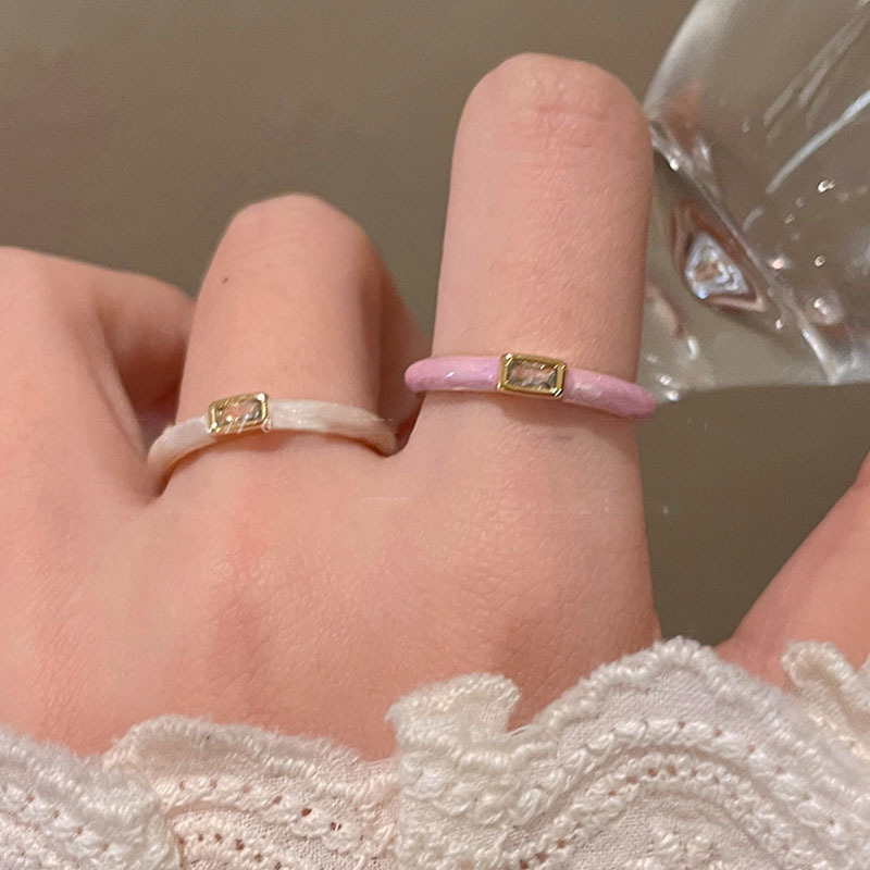 retro drip glazed sparking zirconium ring female special-interest design open adjustable index finger ring temperament entry lux ring high sense