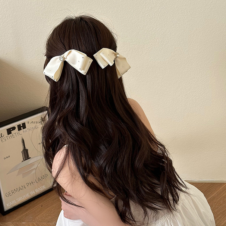 French style high-grade temperament rhinestone back bow half tie hairpin female 2023 new headdress_voghion.com