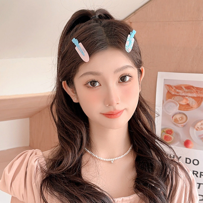 2025年新款前额发卡彩色刘海儿童发夹卡通可爱百搭糖果色鸭嘴夹|undefined
