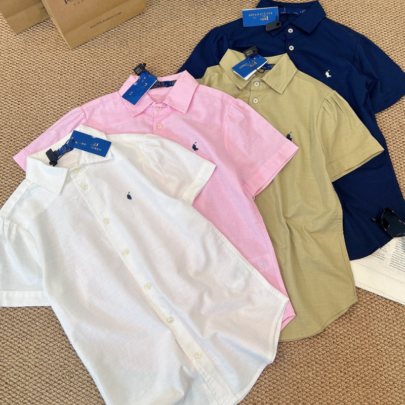 Rl26 Summer New Horse Logo Linen Short Sleeve Shirt with Pony Collar Embroidered Logo Solid Color Old Money Style Unisex Rl26 Summer New Horse Logo Linen Short Sleeve Shirt with Pony Collar Embroidered Logo Solid Color Old Money Style Unisex