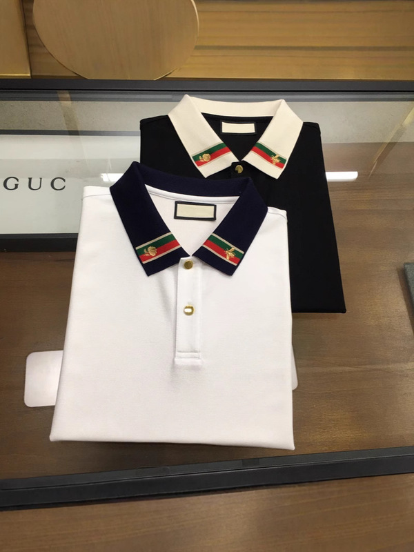 1.1 Correct Version 25 Mongolian Blcg Miu Miu Miu Gucci g Home Guc Bee Embroidered Polo Short-Sleeved T-Shirt for Men and Women