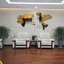 地图墙饰铁艺样板房壁饰创意立体世界地图酒店办公室背景墙金属