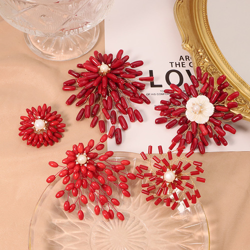 天然珍珠随形珊瑚树枝胸针结婚民族复古原手工珍珠胸花饰品批发