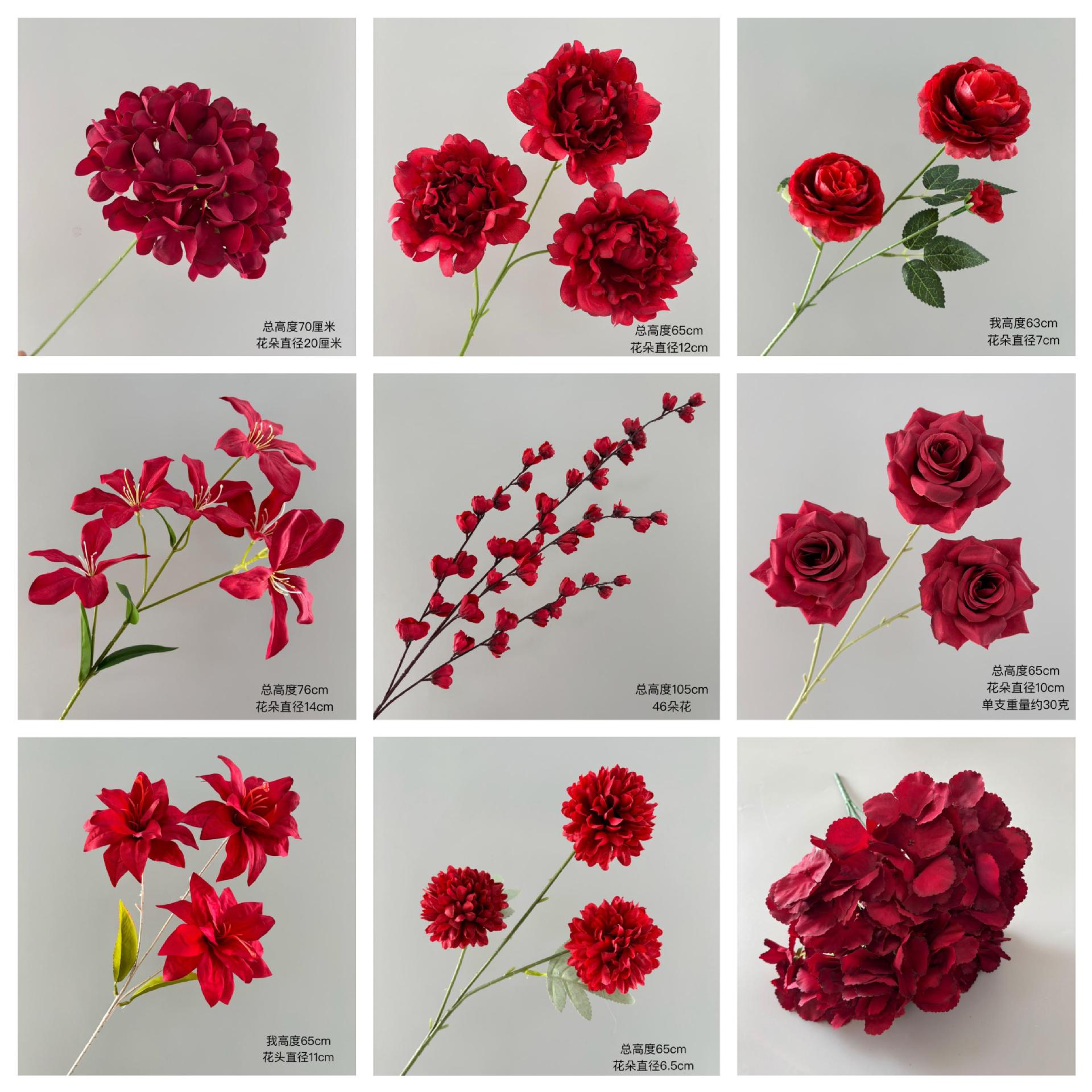 Red Floor Flower Arrangement Artificial Flower Chinese Wedding Wedding Engagement Flower Arrangement Stage t Table Layout Floral Finished Product