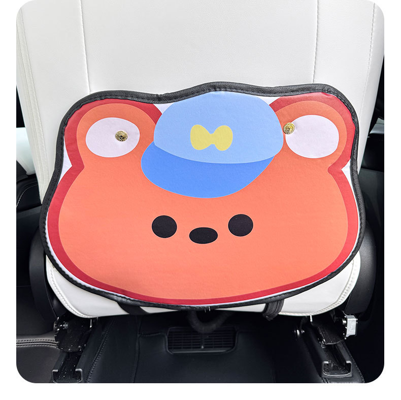 Hat Bear Cartoon Cute Car Seat Back Anti-kick Pad Simple and Comfortable Dirt-resistant Storage Bag Anti-kick Pad Anti-dirty Pad