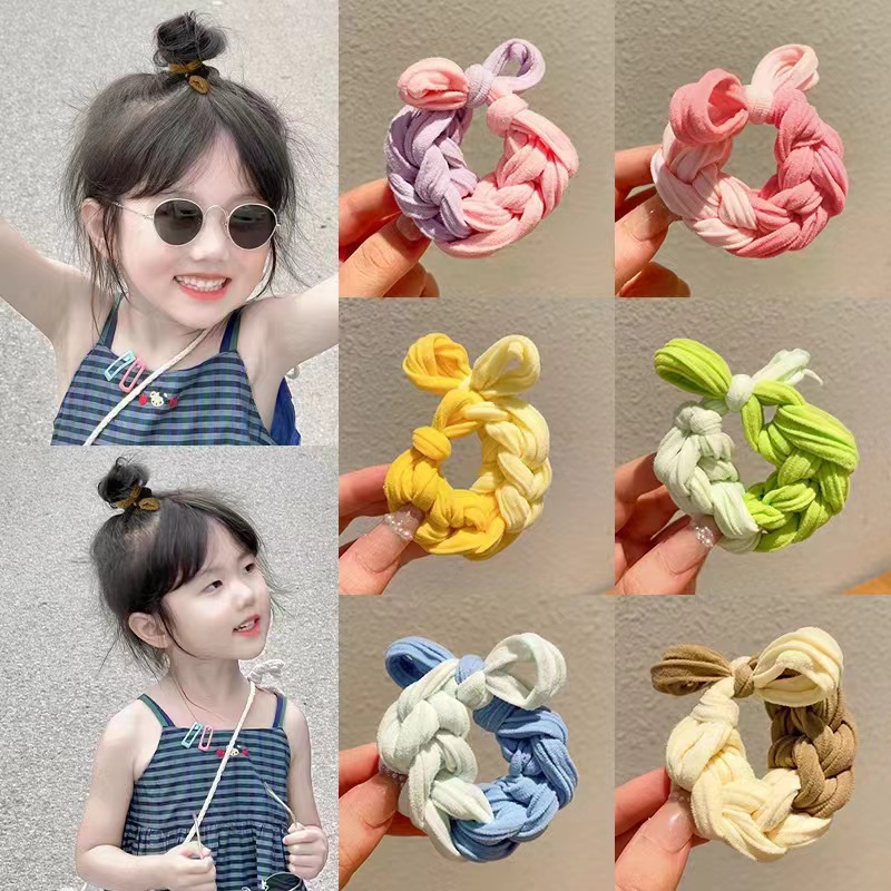 Niños cuerdas de cabello de color dopamina elásticas antideslizantes cuerdas de cabello tejidas a mano cabello al por mayor
