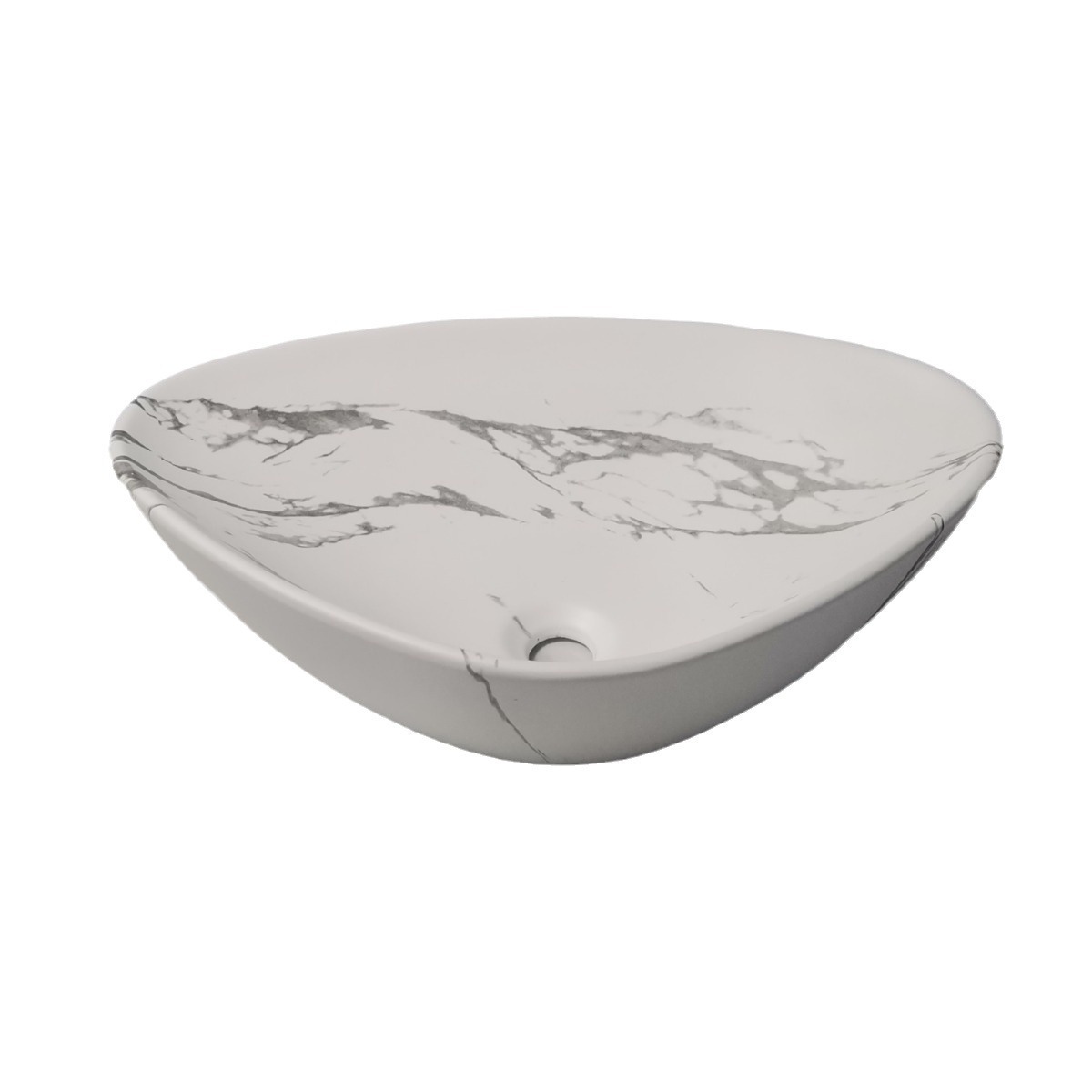 Lavabo Triangular de Cerámica de Diseño Moderno para Hotel o Apartamento, con Patrón de Mármol, para Baño o Lavandería