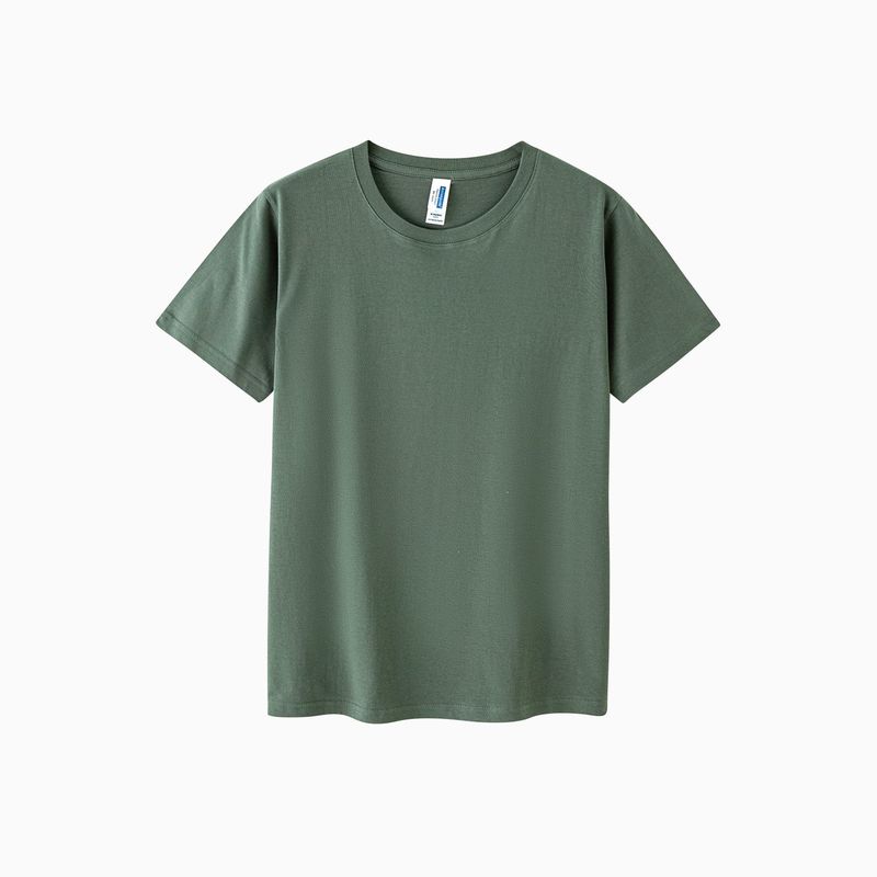 亚马逊跨境150克精梳纯棉圆领短袖T恤男纯色宽松潮牌工作服印花|undefined