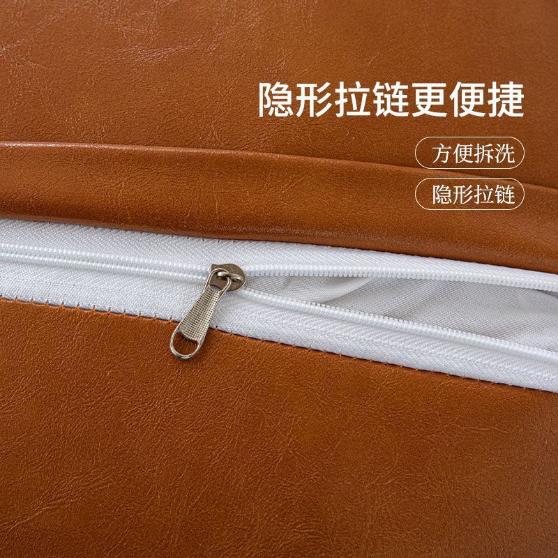 抱枕客厅沙发轻奢高级感油蜡皮靠背靠垫仿真皮车载腰靠枕抱枕枕头|undefined