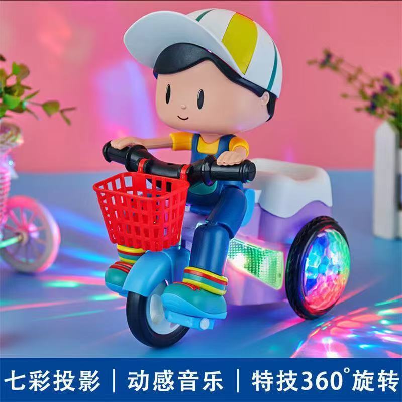 Triciclo Eléctrico de Acrobacias 1-3 Años de Plástico con Luz LED Giratorio para Niños