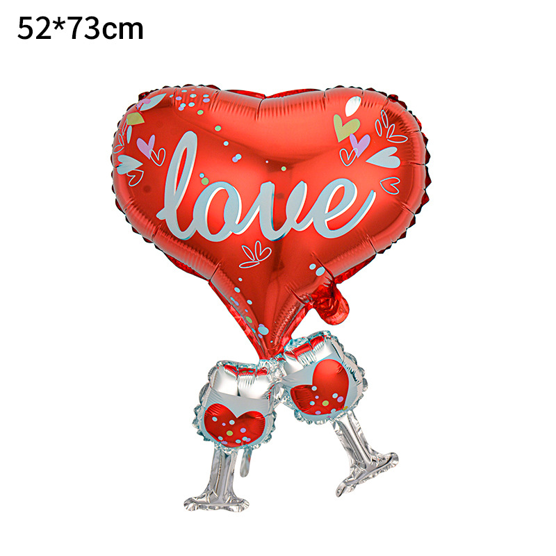 Decoración de San Valentín de Amazon, globo en forma de corazón, oso de dibujos animados, corazón de amor unido, globo de San Valentín, globo de aluminio