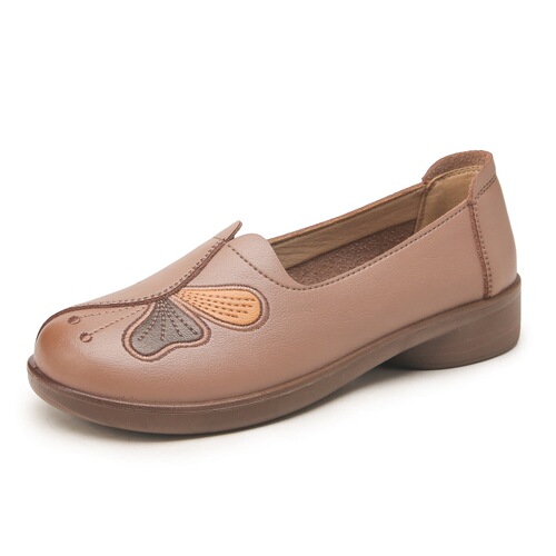 【】Mom's shoes, spring and autumn genuine leather, flat-soled mother's shoes for middle-aged and elderly people, non-slip soft-soled leather shoes for the elderly