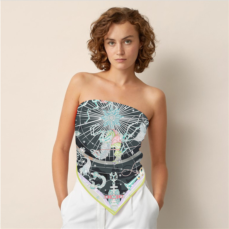 Regali di seta in twill quadrato di seta, fasce per capelli, decorazioni professionali, nastri, dolce stile principessa, cielo stellato piccolo_voghion.com