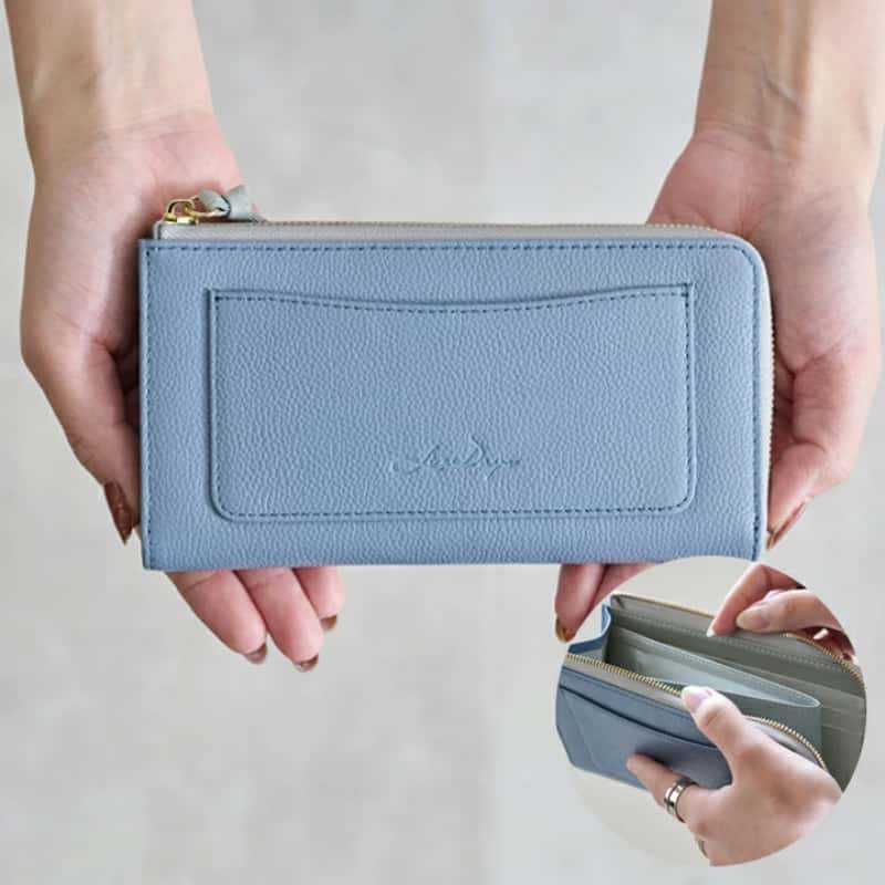 ロッテ ホットセール ライチ柄レザー レディース 長財布 ポータブル 手持ち 大容量 コントラストカラー 小銭入れ カードスロット付き|undefined