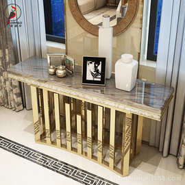 意式轻奢不锈钢玄关台大理石玄关桌靠墙走廊过道玄关柜简约风