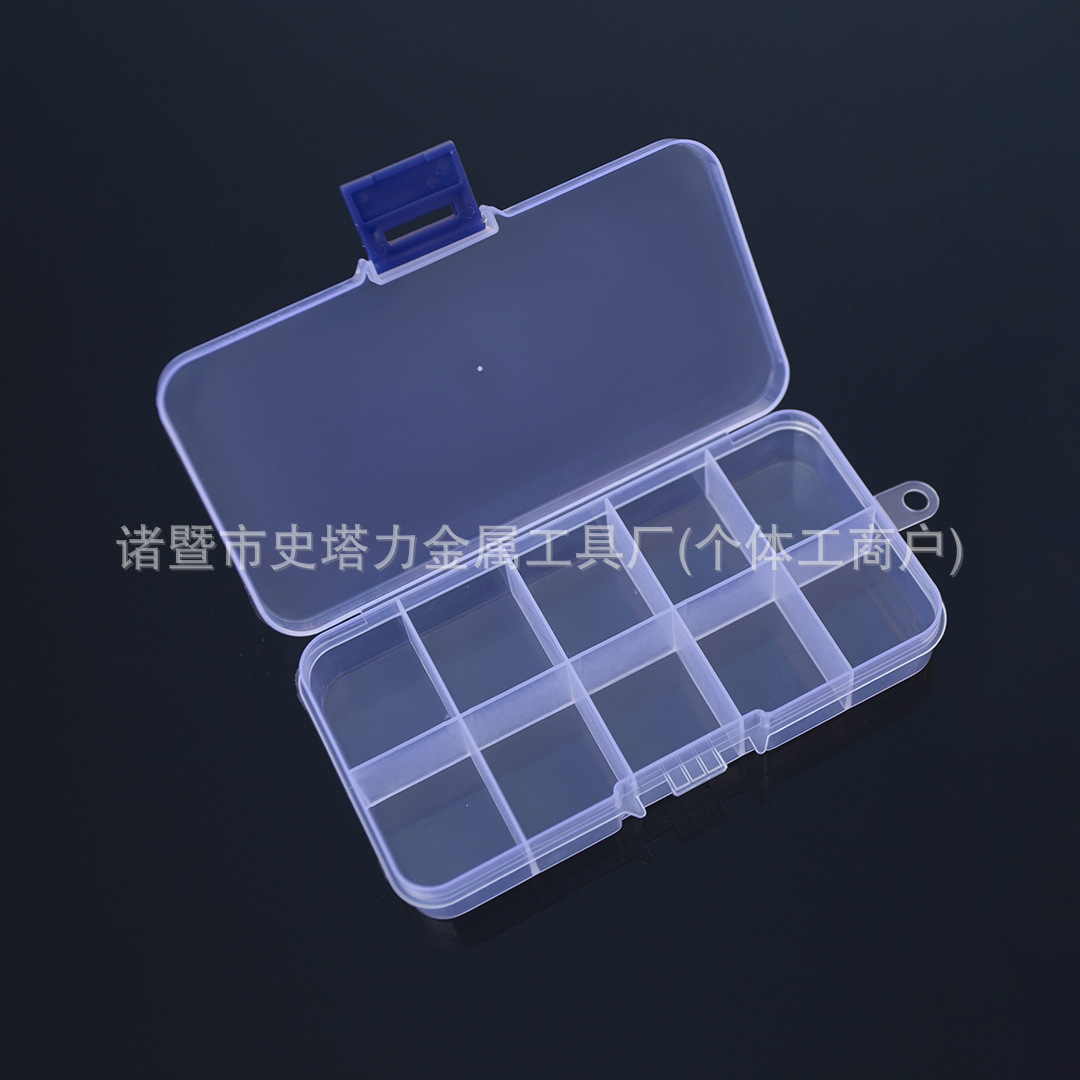 Accessory, transparent earrings, plastic storage box, stand, 10 cells, classification