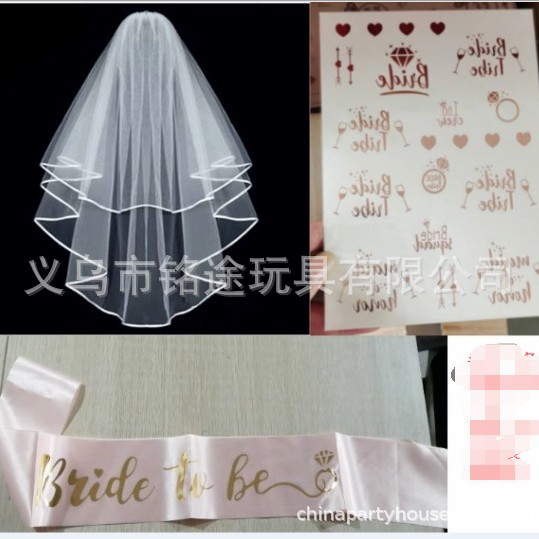 En stock novia solo partido nupcial oro rosa Garland hombro Correa nupcial velo tatuaje pegatina traje de boda