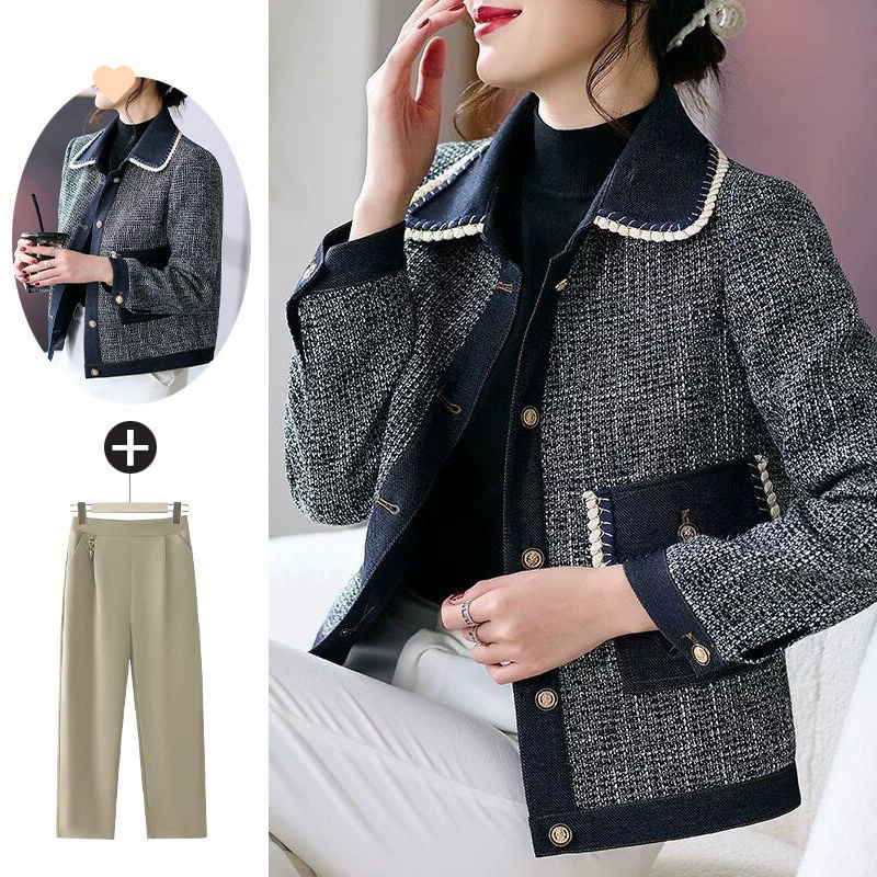 Куртка для мамы, комплект, в стиле Chanel, осенняя, 40 лет