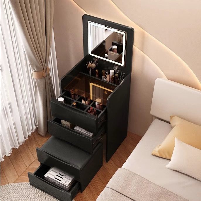New Beauty Folding Table Bedside Table Storage Dresser Two-In-One Multi-Functional Makeup Table Storage Cabinet