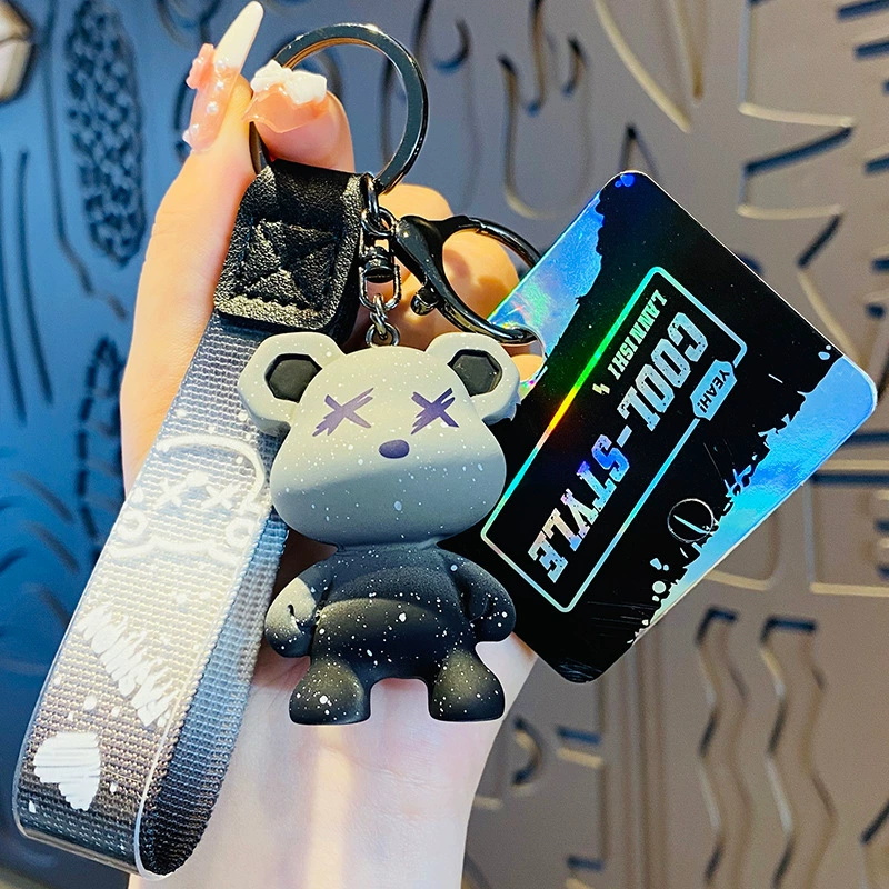 Аутентичный мультяшный модный крутой градиентный брелок с медведем, кукла-хамелеон, сумка с медведем, автомобильный брелок для ключей, аксессуары, подвеска