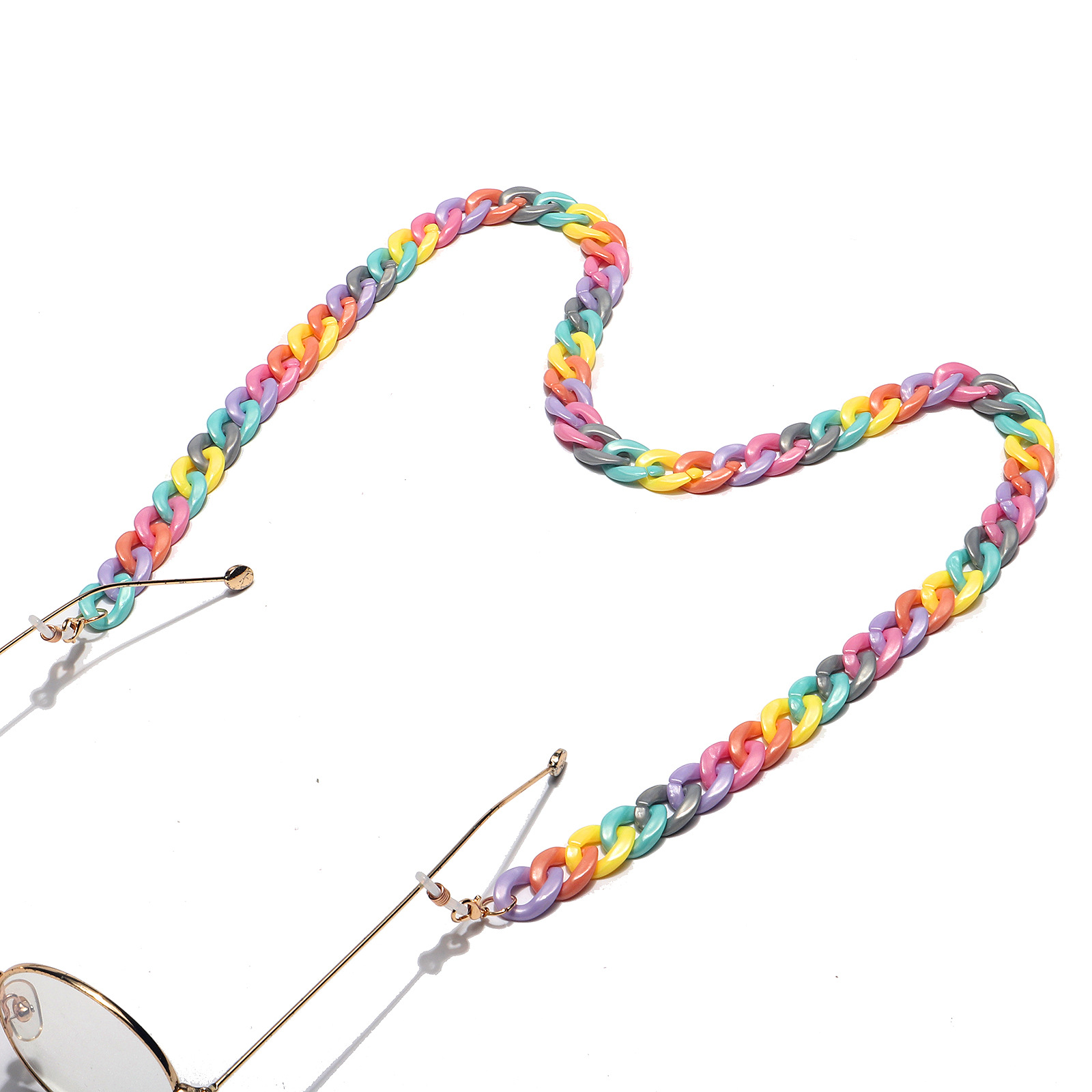 Fashion Acrylic Pearl Luster Mixed Color Concave Shape Mask Chain Eyeglass Chain display picture 1