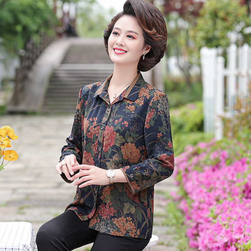 40-Year-Old Middle-Aged Women's Spring Shirts and Jackets, New Summer Mother's Clothing, Elegant Slim-Fit Cardigan Shirts and Tops