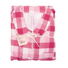 日式无印西川家居服良品全棉情侣睡衣格纹男女家居服套装简约格子