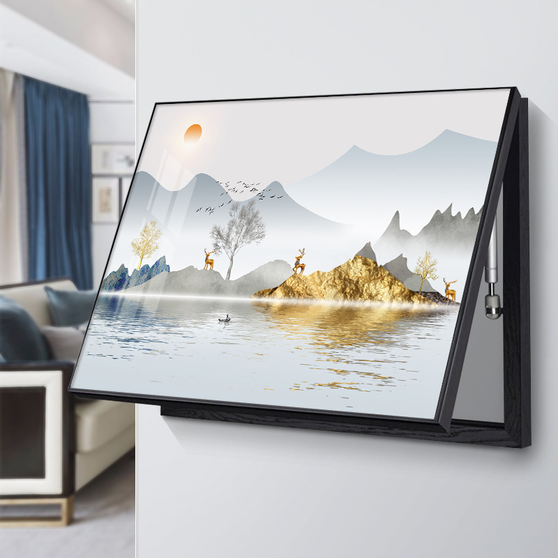 New Chinese ultra-thin meter box decorative painting punch-free light luxury mural main switch power distribution box covering hanging painting