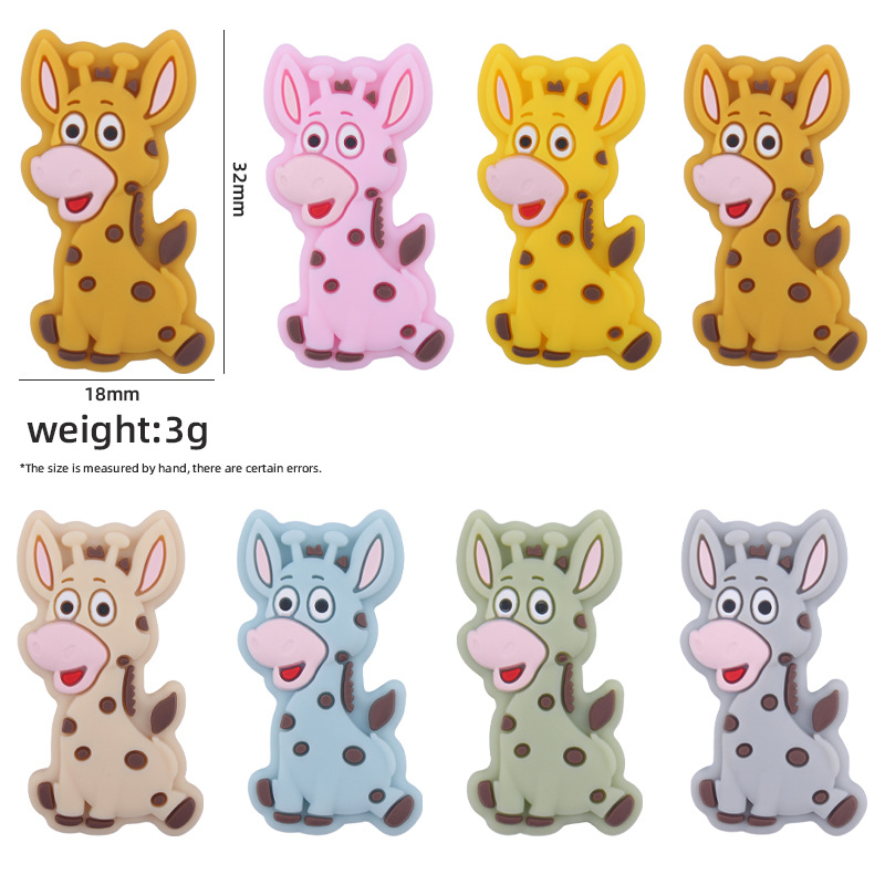 Bebé suministros de dibujos animados animal silicona jirafa mordedor creativo DIY bebé molar pezón anti-gota cadena Accesorios