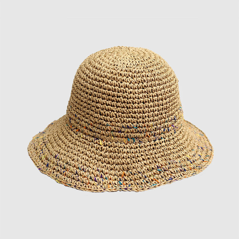草帽女夏海边沙滩旅游防晒帽度假风草编渔夫帽透气遮阳可折叠帽子