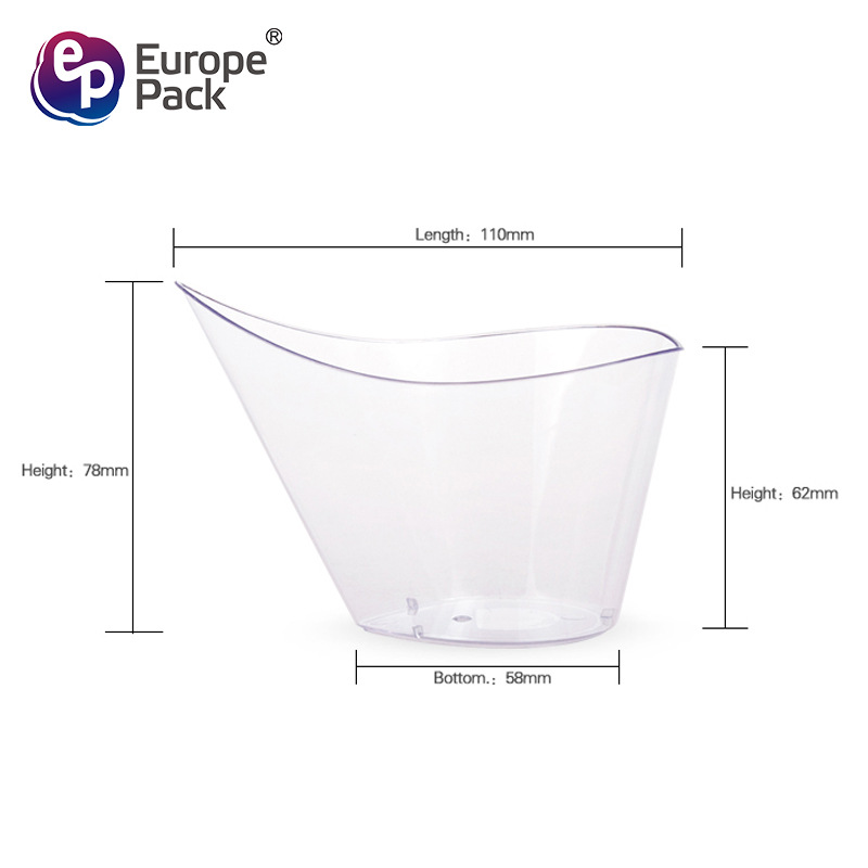 Copa de mousse desechable Taza de postre PS Taza de plástico Taza de pudín Taza redonda de punto de fábrica Taza cuadrada