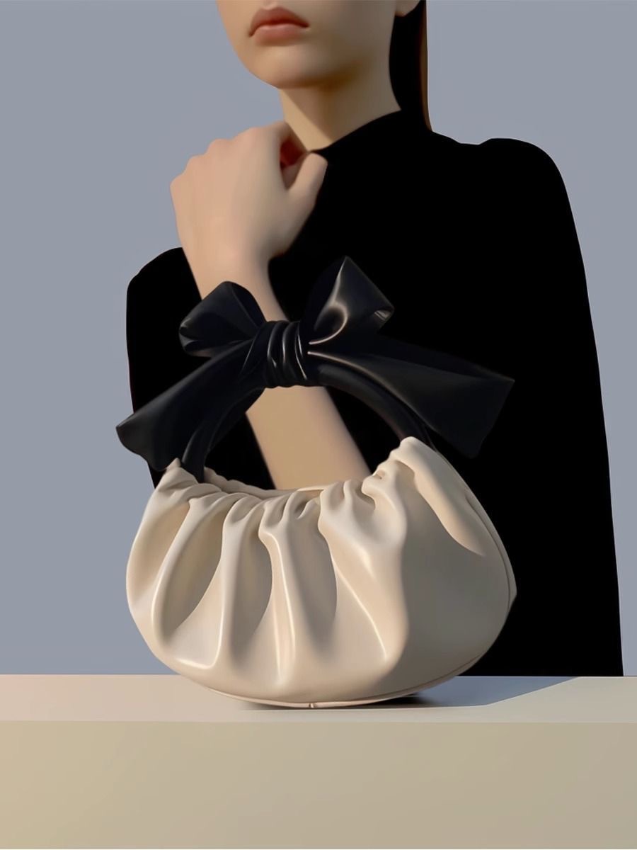 امرأة صغير جلد غير حقيقي اللون الصامد جذاب Bowknot مشبك مغناطيسي حقيبة شكل سحابة display picture 2