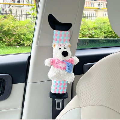 Plush Scribbled Dog Car Seat Belt Shoulder Cover Creative Car Seat Belt Anti-Strangle Protective Cover Car Interior Decoration