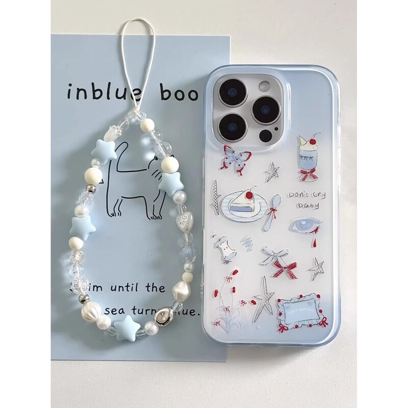 Korean Style Afternoon Tea I Apple 17 Pro Max Phone Case New Model iPhone 17 Air White Background with Lanyard 13/12 Butterfly