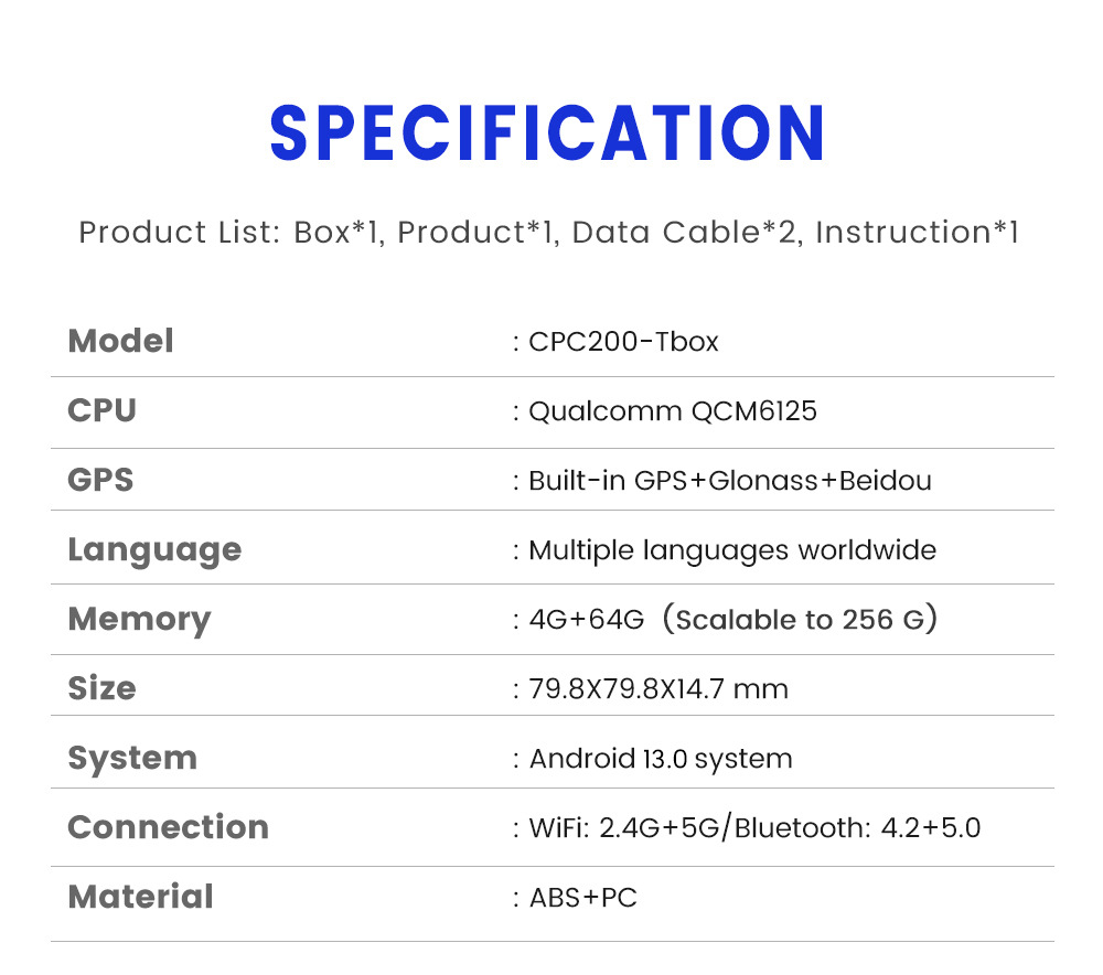 Cross-border source carlinkit Qualcomm 6125 connected car smart box wired to wireless carplay box