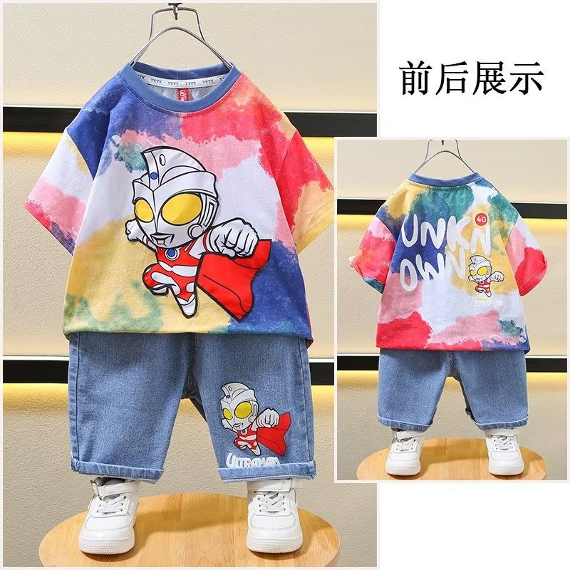 奥特曼衣服男童夏装套装2025新款童装宝宝夏季短袖男孩亮灯儿童潮